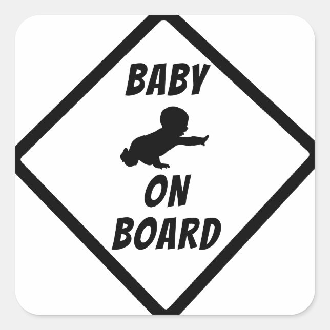 BABY ON BOARD Sign Square Sticker (Front)