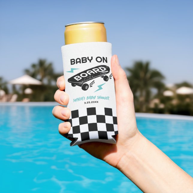 Baby on Board Skateboard Baby Shower Can Coolers (In Situ Pool)