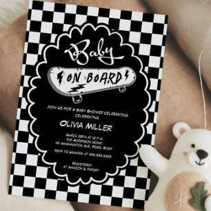 Baby on Board Skateboard Baby Shower Invitation