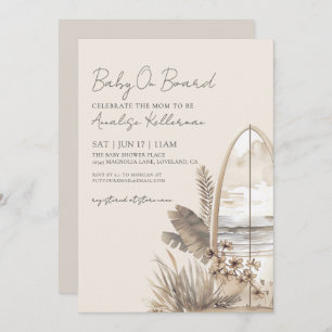 Baby On Board Summer Boho Beach Baby Shower Invitation