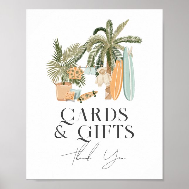 Baby on Board Surf Baby Shower Cards & Gifts Sign (Front)