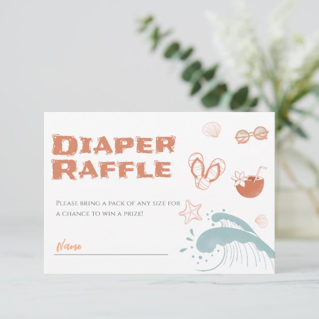 Baby on Board Surf Baby Shower Diaper Raffle Card (Standing Front)