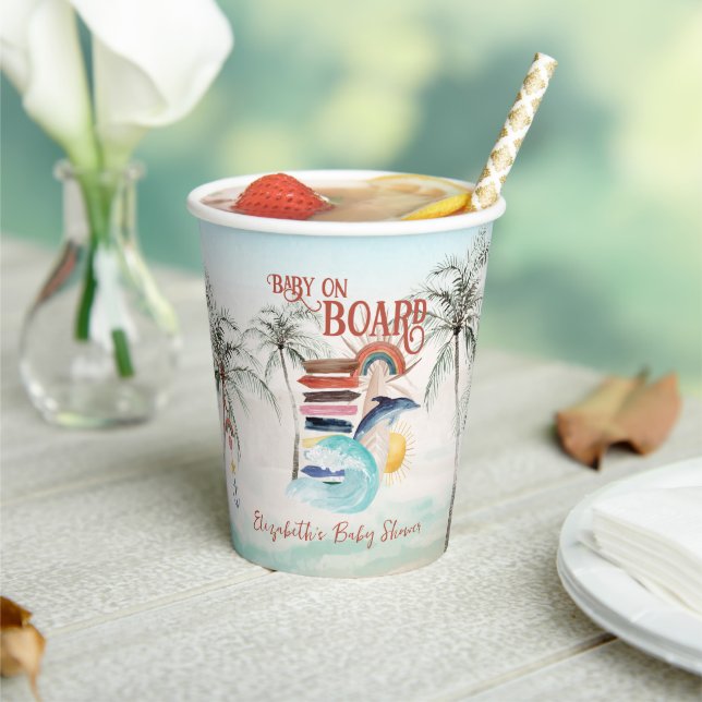Baby on Board | Surf Baby Shower Paper Cups (Insitu)