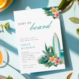 Baby On Board Surf Beach Baby Shower Invitation