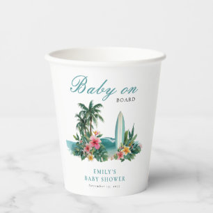 Baby On Board Surf Beach Baby Shower Paper Cups