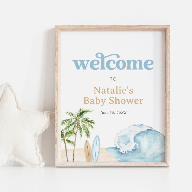 Baby on Board Surf Beach Baby Shower Welcome Sign (Creator Uploaded)