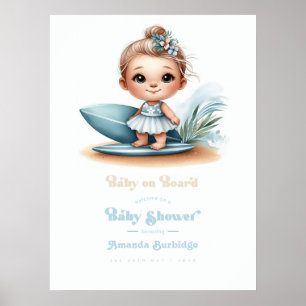 Baby on Board Surf-Themed Baby Shower Welcome Poster