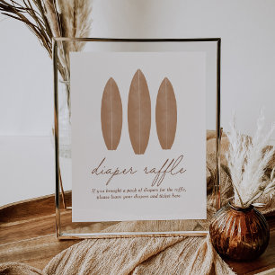 Baby on Board Surfboard Baby Shower Diaper Raffle Poster