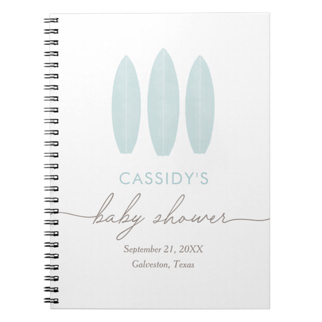Baby on Board Surfboard Baby Shower Guest Book (Front)