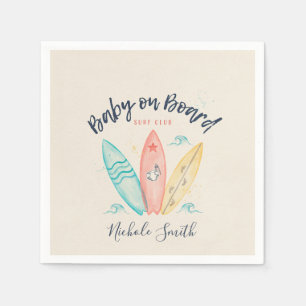 Baby On Board Surfboard Baby Shower Napkin