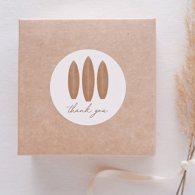 Baby on Board Surfboard Baby Shower Thank You Classic Round Sticker (Creator Uploaded)