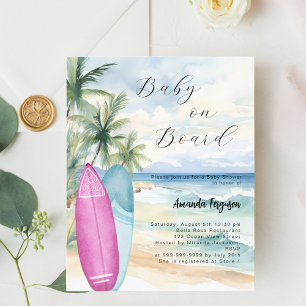 Baby on Board surfboard girl boy beach Baby Shower