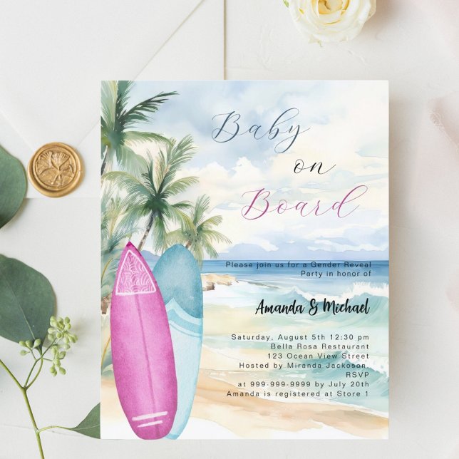 Baby on Board surfboard girl boy Gender Reveal (Creator Uploaded)