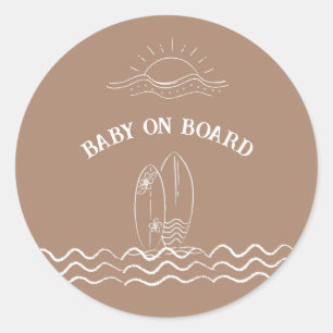 Baby On Board Surfing Baby Shower Classic Round Sticker