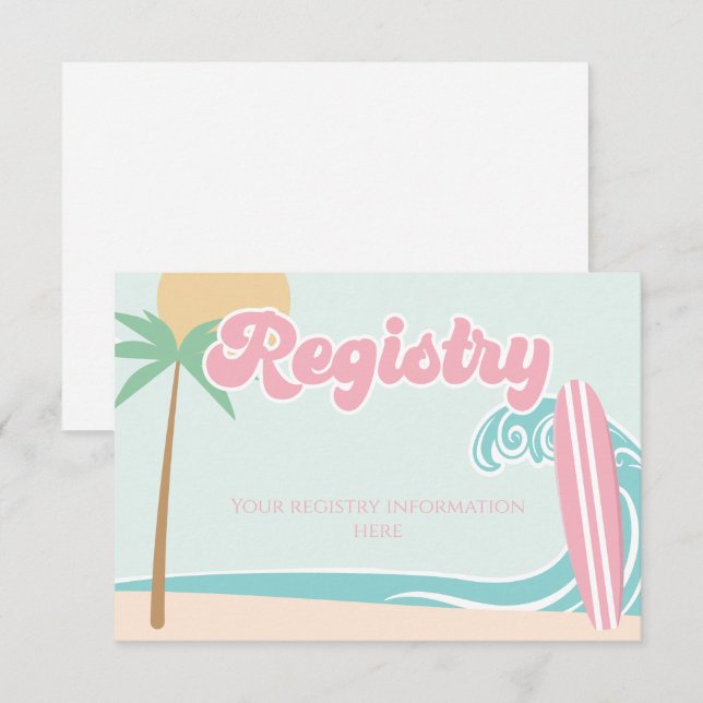 Baby on Board Surfing Baby Shower Registry Enclosure Card (Front/Back)