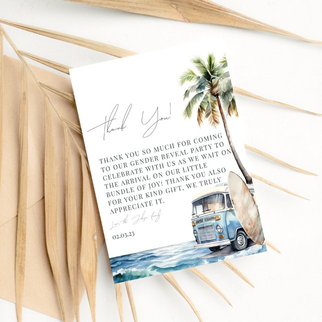 Baby on Board Surfing Baby Shower Thank You Card (Creator Uploaded)