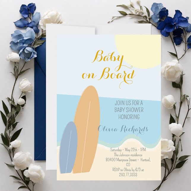 Baby on Board Surfing Beach Baby Shower  Invitation (Creator Uploaded)