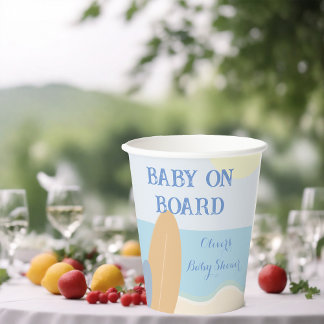 Baby on Board Surfing Beach Baby Shower  Paper Cups