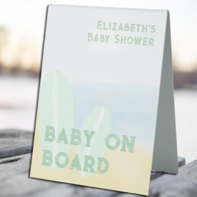 Baby On Board Surfing Beach Watercolor Baby Shower (Creator Uploaded)