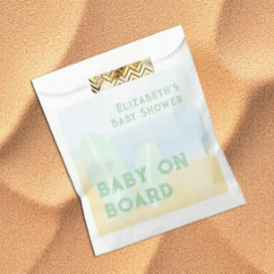 Baby On Board Surfing Beach Watercolor Baby Shower Favour Bag