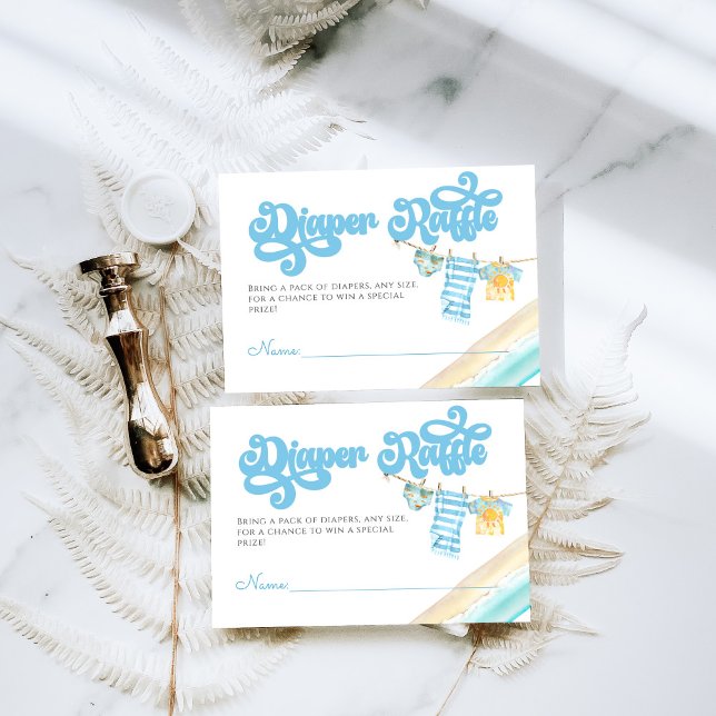 Baby on Board Surfing Boy Baby Shower Diaper Enclosure Card (Creator Uploaded)