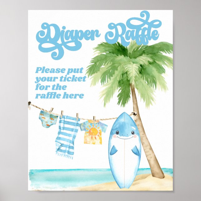 Baby on Board Surfing Boy Baby Shower Diaper Poster (Front)