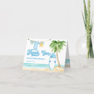 Baby on Board Surfing Boy Baby Shower Thank You Card