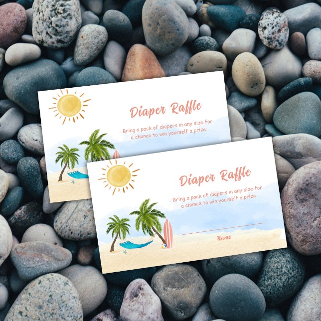 Baby On Board Surfing Diaper Raffle Baby Shower  Enclosure Card (Baby On Board Surfing Diaper Raffle Baby Shower Enclosure Card)