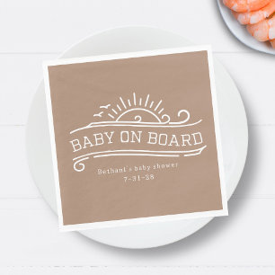 Baby On Board Surfing Neutral Baby Shower Napkin