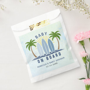 Baby on board surfing splash blue baby boy shower favour bag