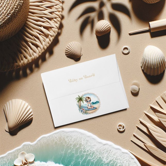 Baby on Board Theme Tropical Beach Baby Shower Envelope (Baby on Board Theme Tropical Beach Baby Shower Envelope)