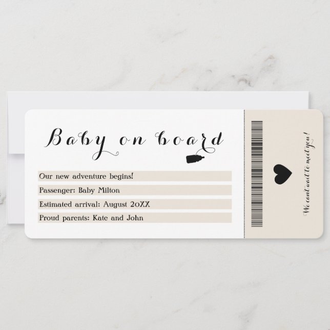 Baby On Board Travel Boarding Pass Pregnancy Announcement (Front)