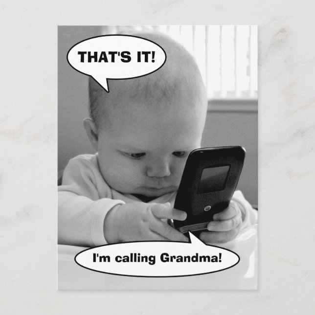 Baby on Cell Phone Invitation Postcard (Front)