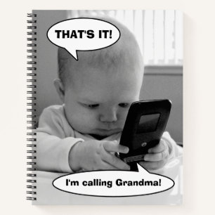 Baby on Cell Phone Notebook