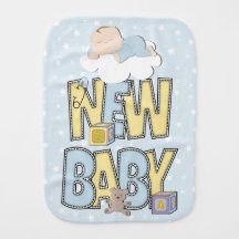 Baby On Cloud with NEW BABY on burp cloth