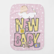 Baby On Cloud with NEW BABY on burp cloth