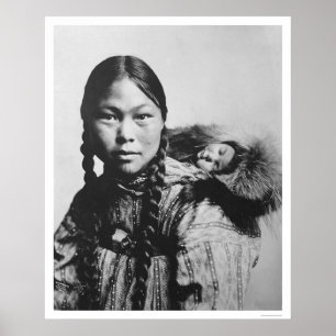 Baby On Eskimo Mum's Back 1906 Poster