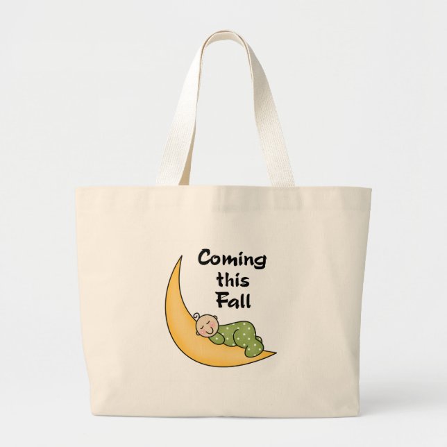 Baby on Moon Fall Large Tote Bag (Front)