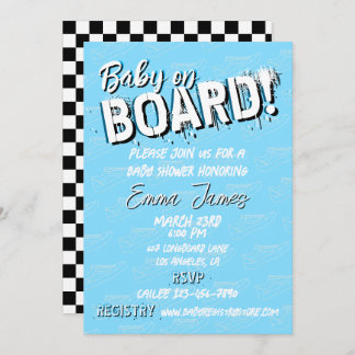 Baby on Skateboard Shoes - Boy -  Invitation
