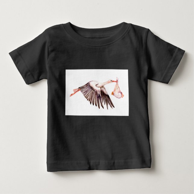 Baby on Stork Baby T-Shirt (Front)