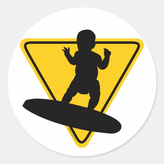 Baby on (Surf) Board Classic Round Sticker (Front)
