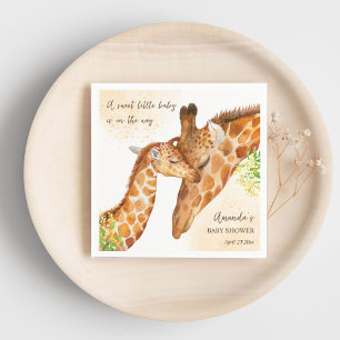 Baby on the way baby giraffe and mum baby shower napkin