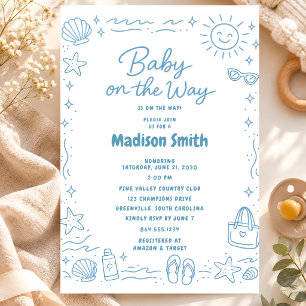 Baby on the Way Beach Baby Shower Summer Coastal Invitation