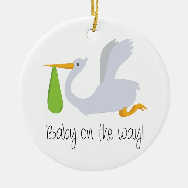 Baby On The Way Ceramic Ornament (Front)