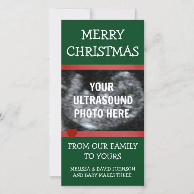 Baby on The Way Christmas Ultrasound Holiday Card (Front)