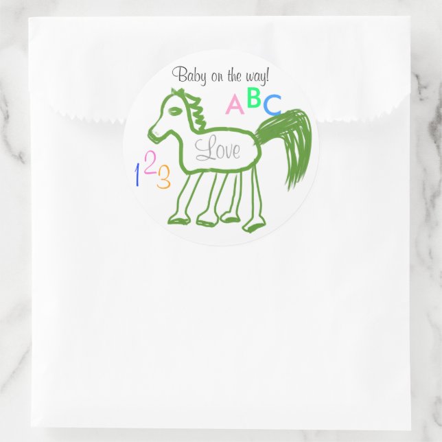 Baby on the Way Green Horse ABC 123 Stickers (Bag)