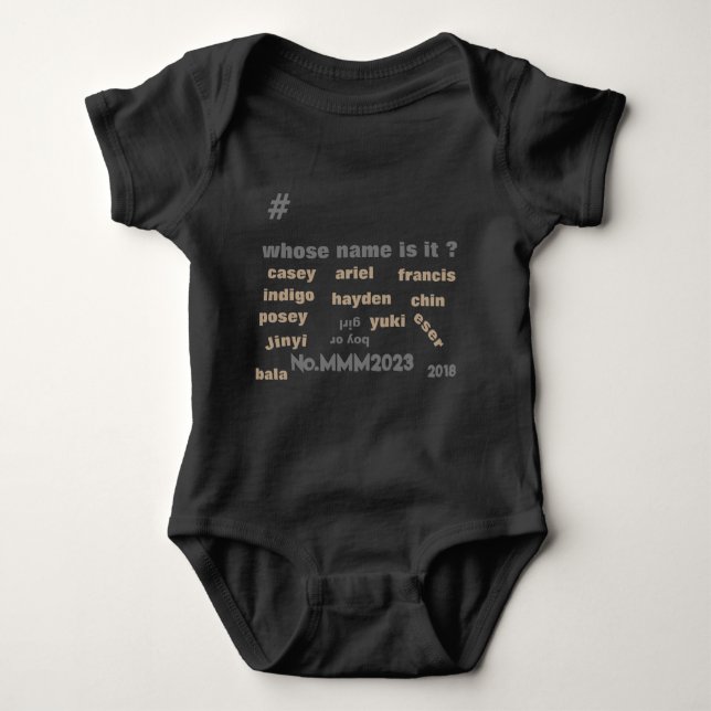 Baby One Piece Bodysuit/ Unisex Names/MMETROPOLIM  Bodysuit (Front)