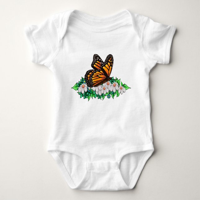 Baby one-piece butterfly with little flowers baby bodysuit (Front)