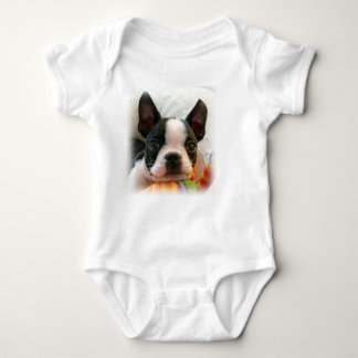 Baby One Piece Creeper with Boston Terrier Puppy