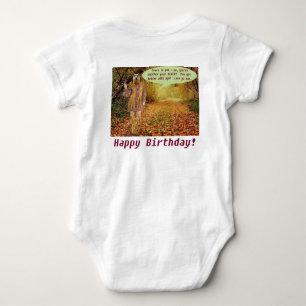baby one piece. Happy Birthday. hippie/quokka Bodysuit
